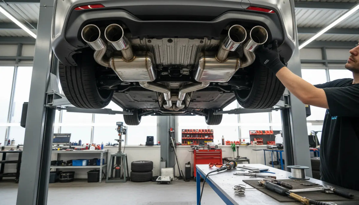 BMW M2 F87 custom stainless steel exhaust fabrication – bespoke DKU system